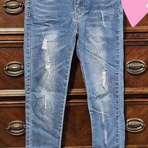 Distressed Blue Skinny Jeans